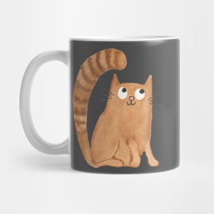 CUTE CAT WATERCOLOR DESIGN - Orange Cat with Striped Tail Painting Mug